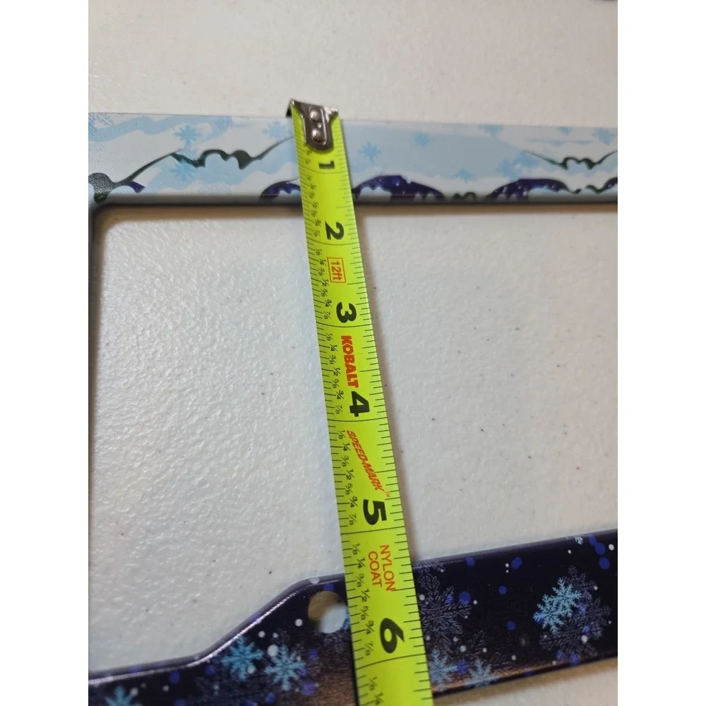 2 Decorative License Plate Frames Winter Snowflake Mountains + Hardware Set‎